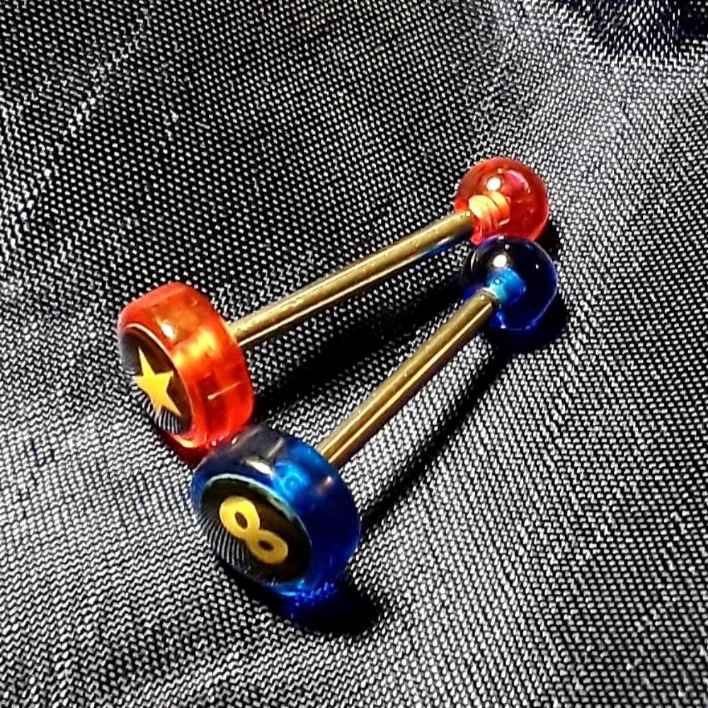 Tongue Barbell Two Choices Red, Blue